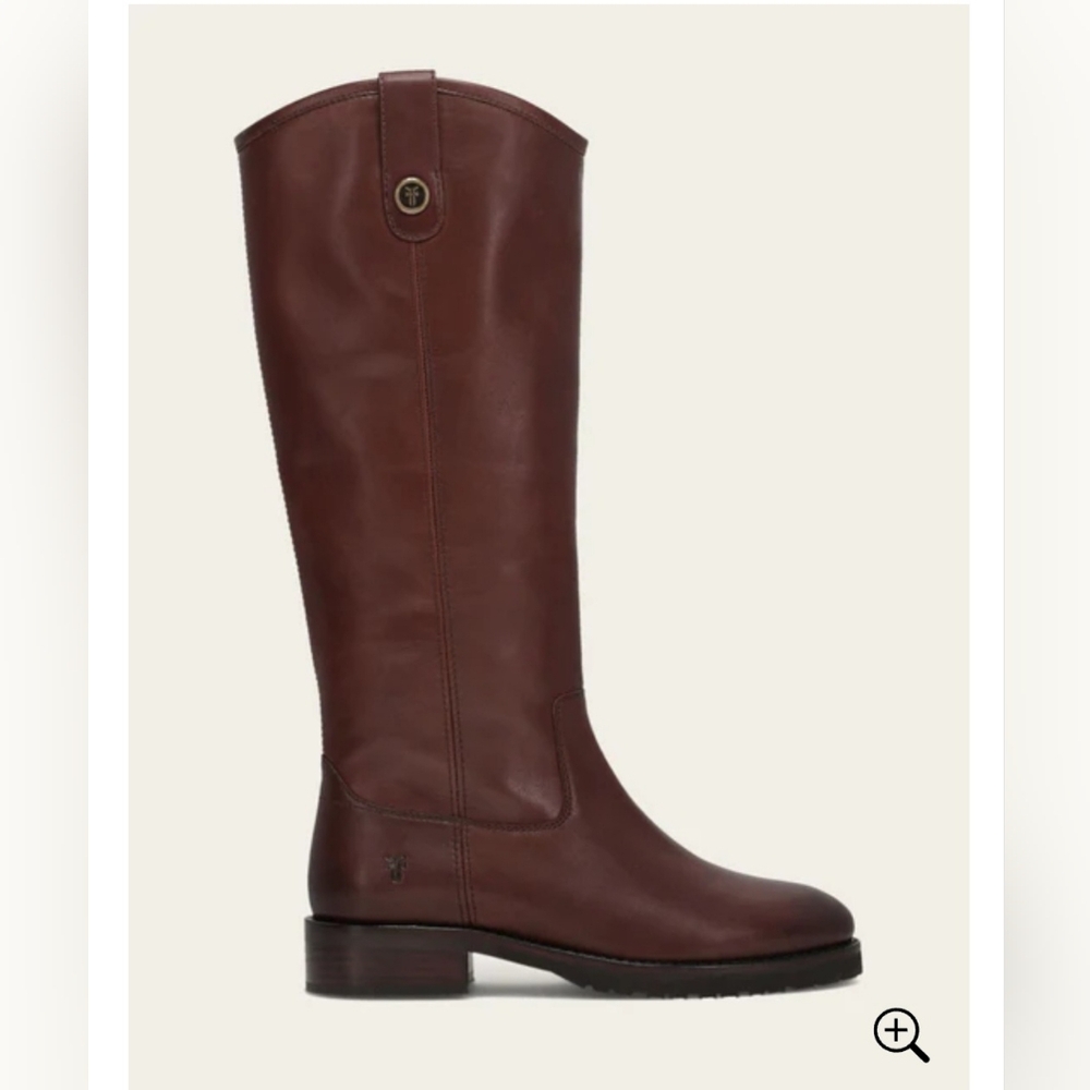 Frye Melissa Lug Button Tall Boots, Wide Calf, Dark Brown - Brand New!